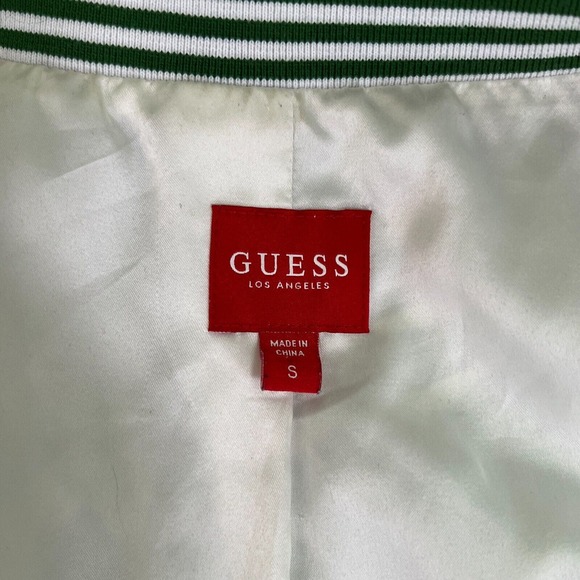 Guess Los Angeles Bomber Jacket Green Leaf Print, Sz S - Picture 10 of 11